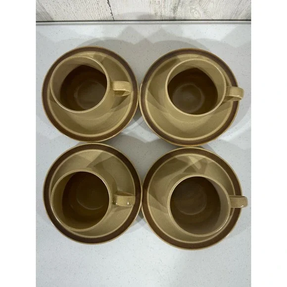 Hearthside Stoneware Dogwood 4 Cups 4 Saucers Hand Painted Japan MCM - Picture 3 of 16